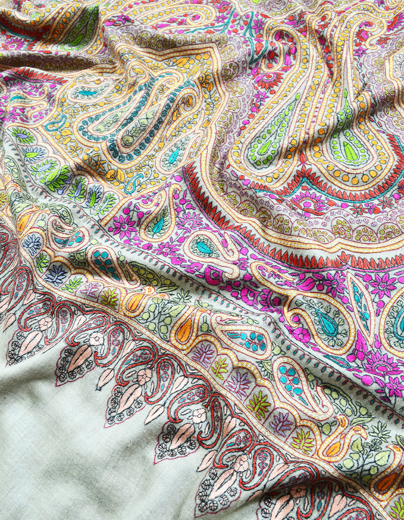 Natural jamma embroidery pashmina shawl 8310