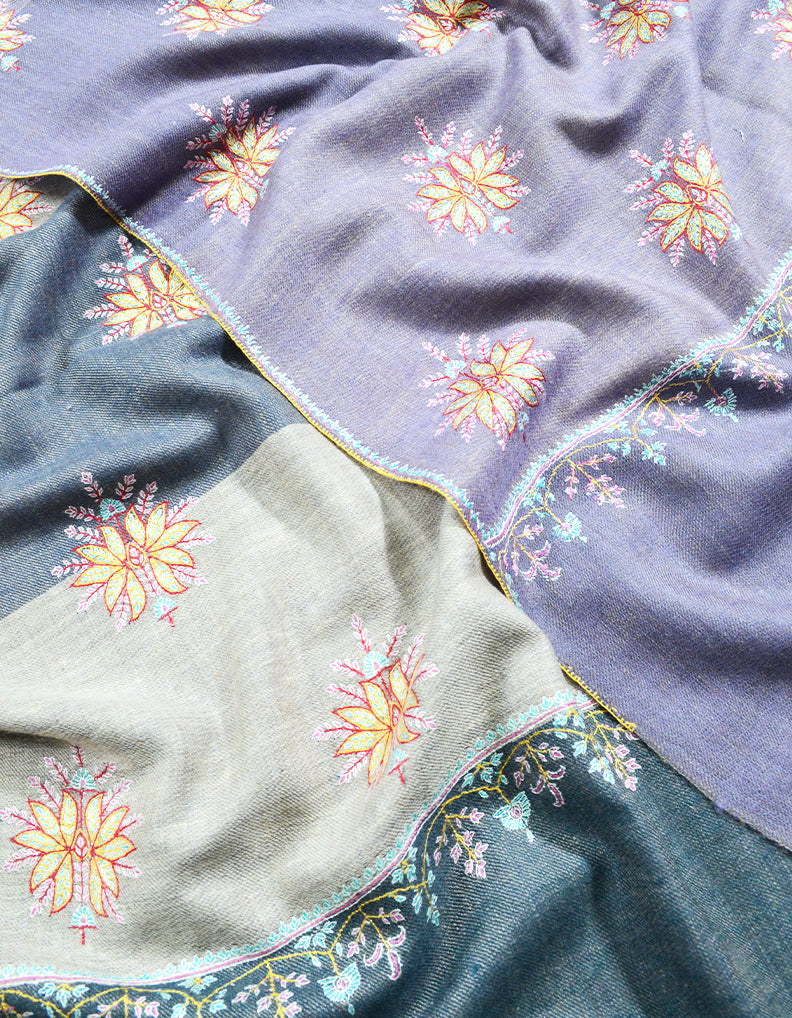 Reversible booti embroidery pashmina shawl 8326