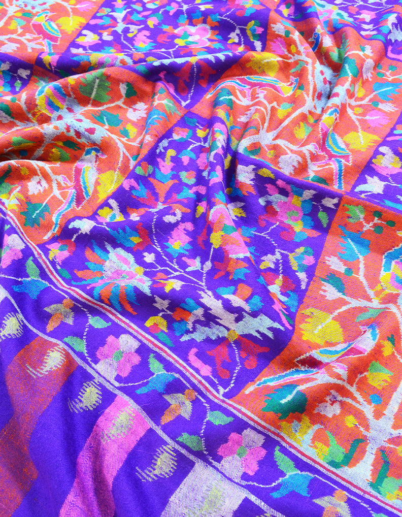 violet and orange kanni jamma pashmina shawl 8362