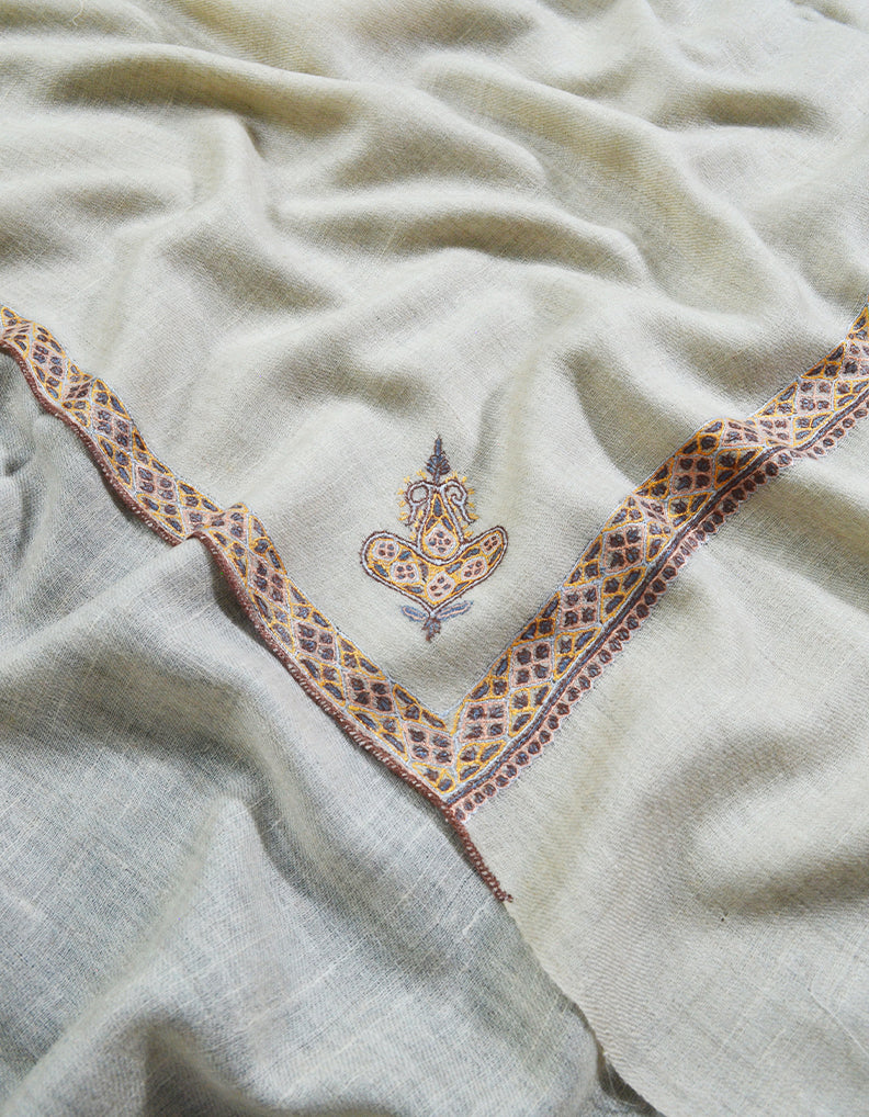 off white XL embroidery pashmina shawl 8502