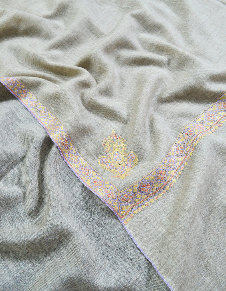 silver white XL embroidery pashmina shawl 8504