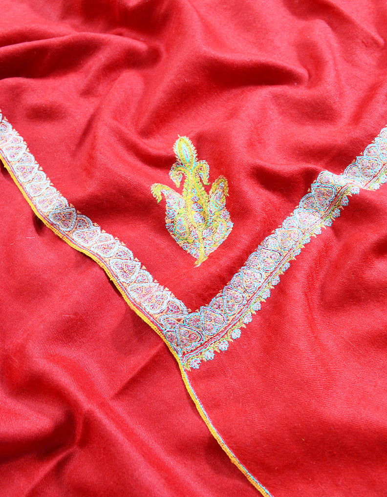 red embroidery pashmina shawl 8515