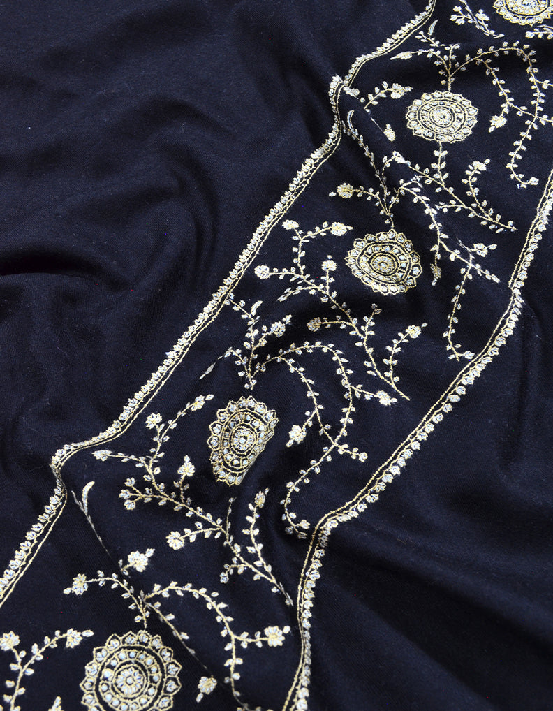 black embroidery pashmina shawl 8610