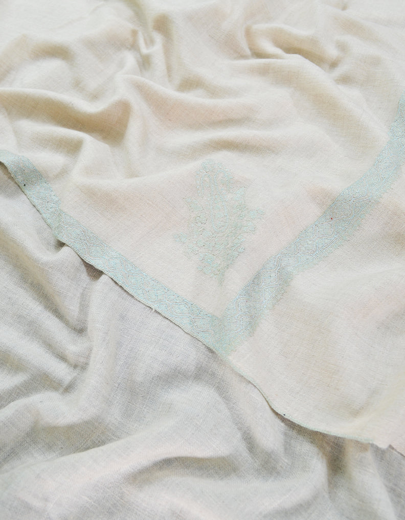 creamy white men's embroidery pashmina shawl 8627