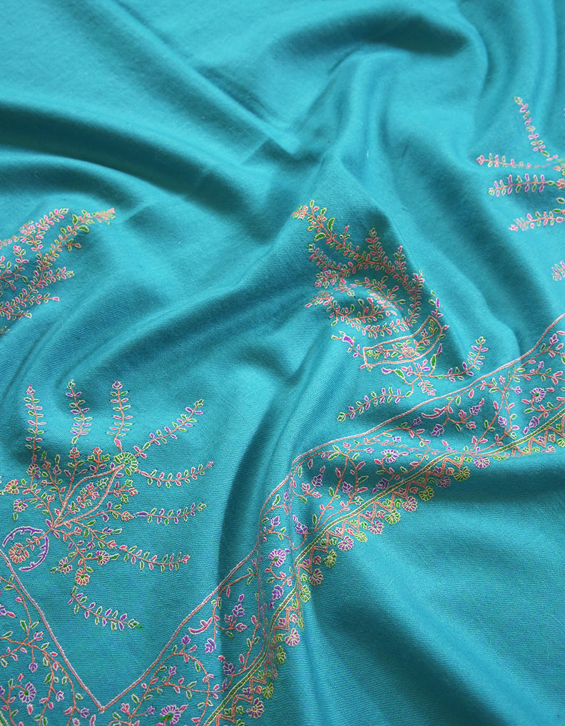 maya blue embroidery pashmina shawl 8768