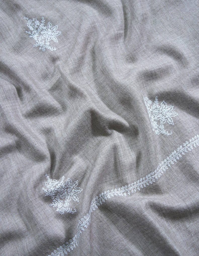 natural booti embroidery pashmina stole 8795
