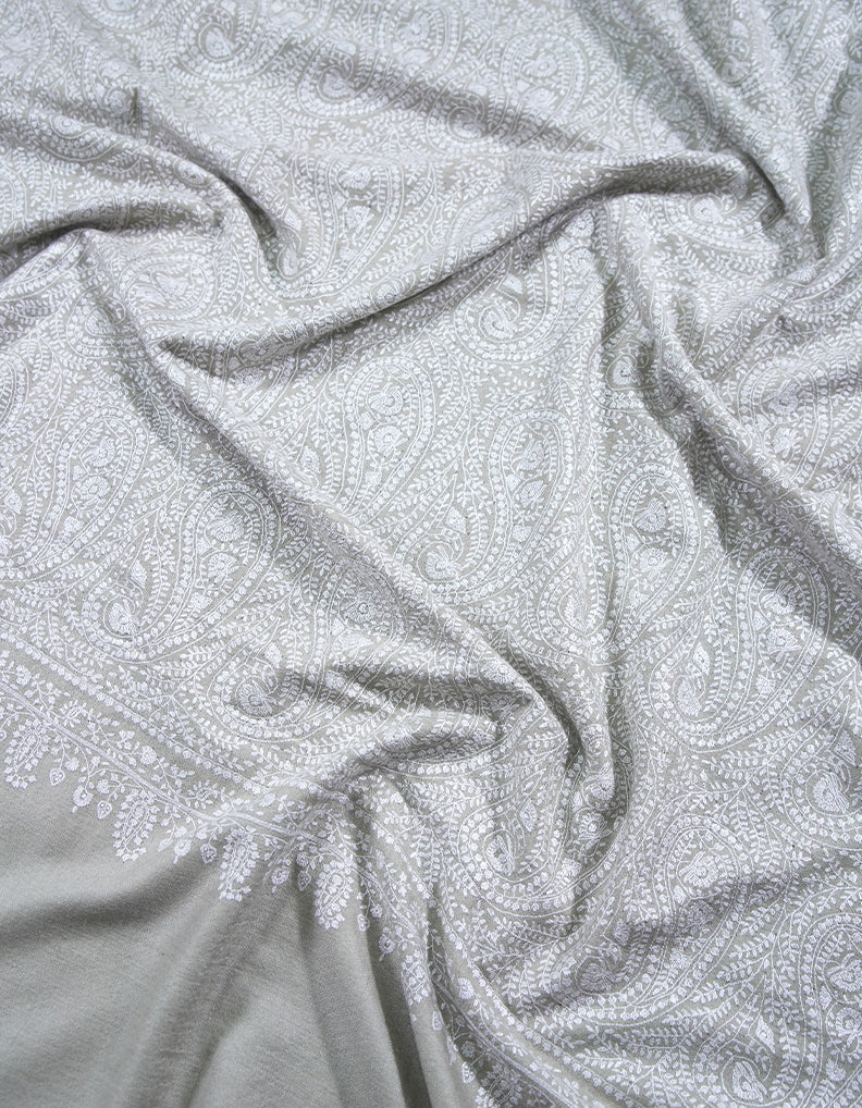 light natural XL jamma embroidery pashmina shawl 8873