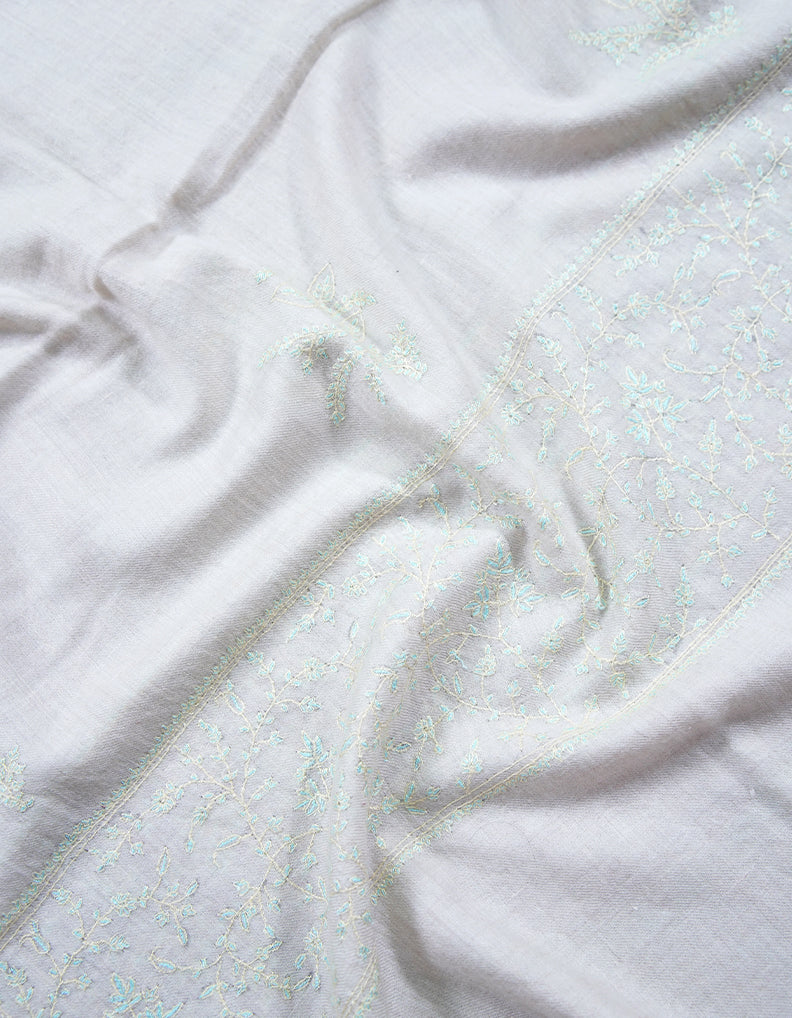 white embroidery pashmina stole 8899