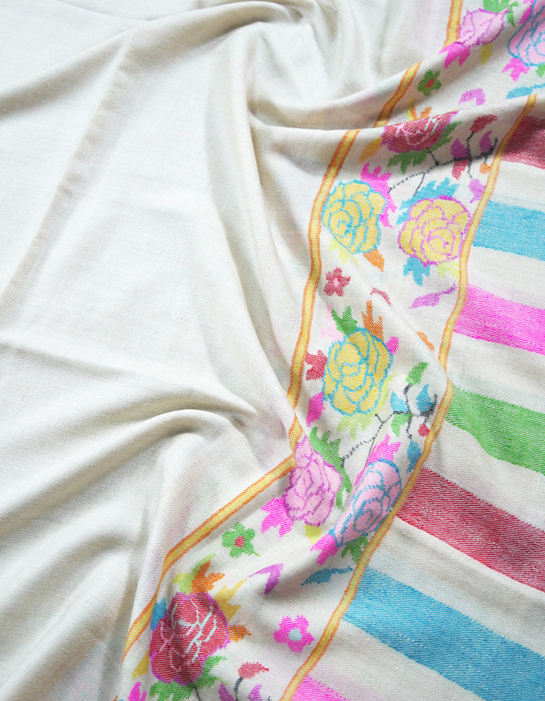 white kani palla pashmina shawl 8946