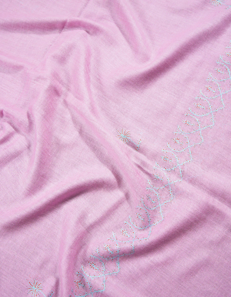 lavender pink butis embroidery pashmina stole 8962