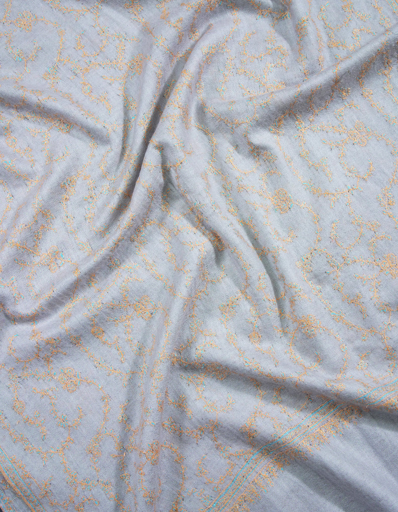 thistle jaali embroidery pashmina stole 8983