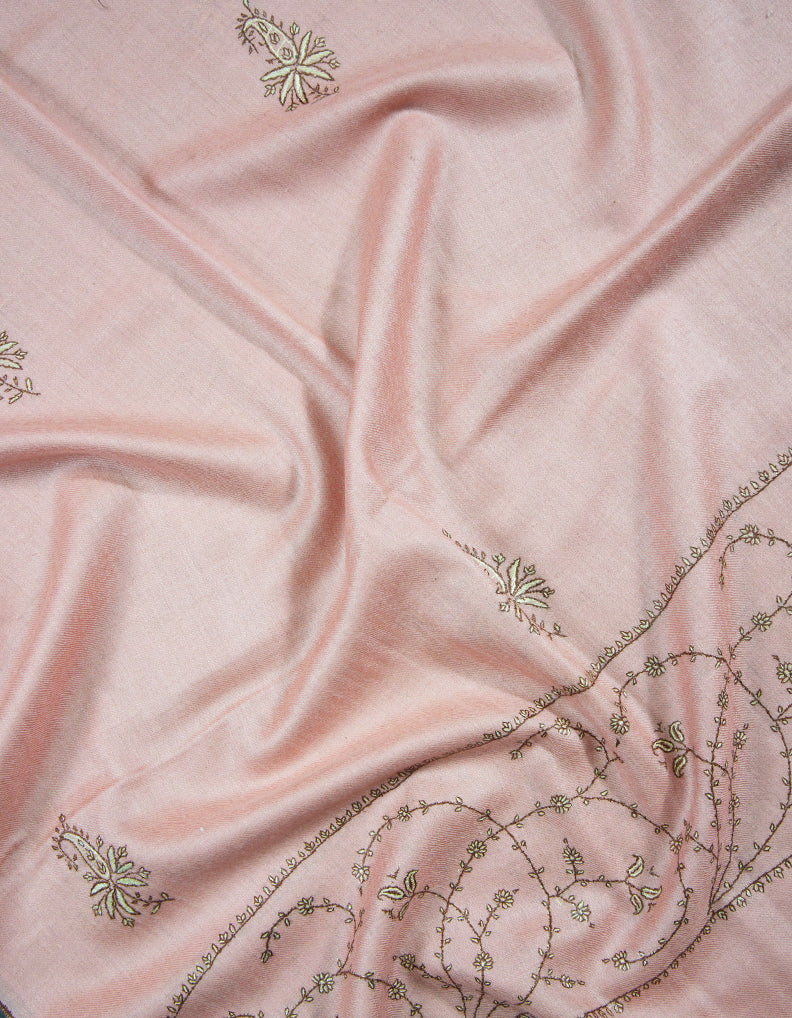 light brick punch pink butis embroidery pashmina stole 9003