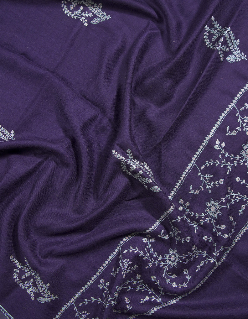 deep dark blue butis embroidery pashmina stole 9072