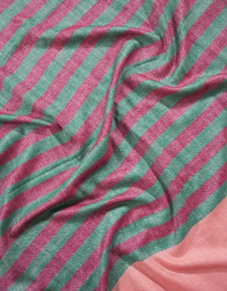 salmon red and green striped pashmina shawl 9079