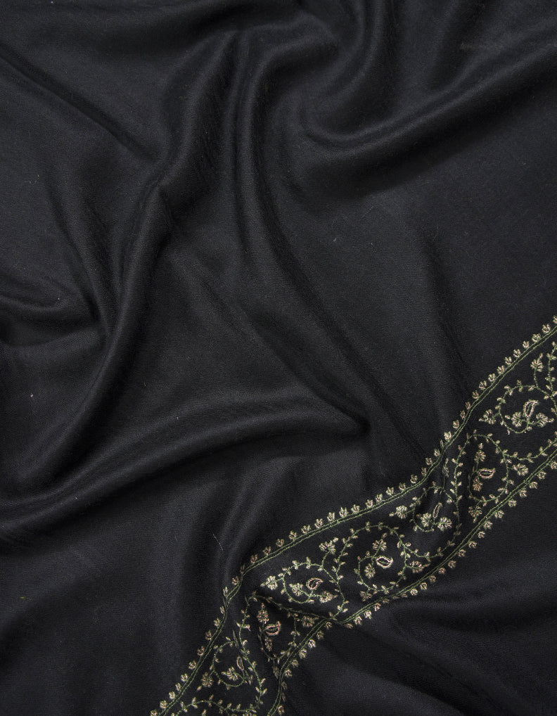 black embroidery pashmina stole 9084