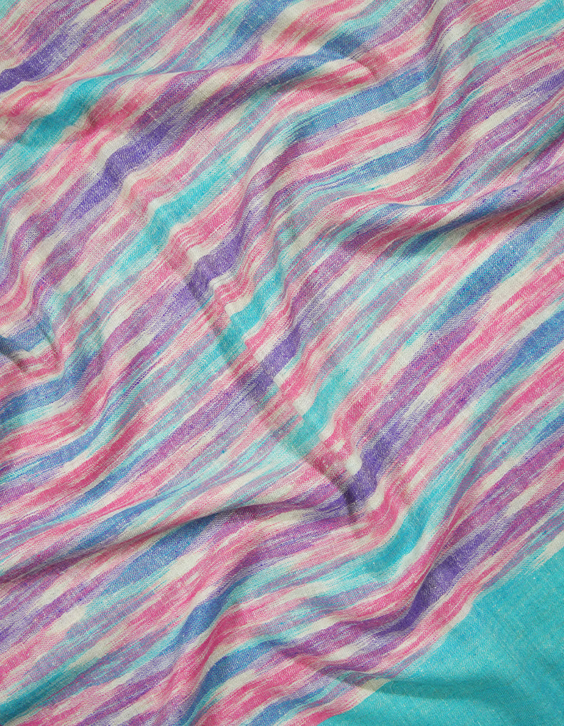 olympic blue multi-colored ekat design pashmina stole 9103