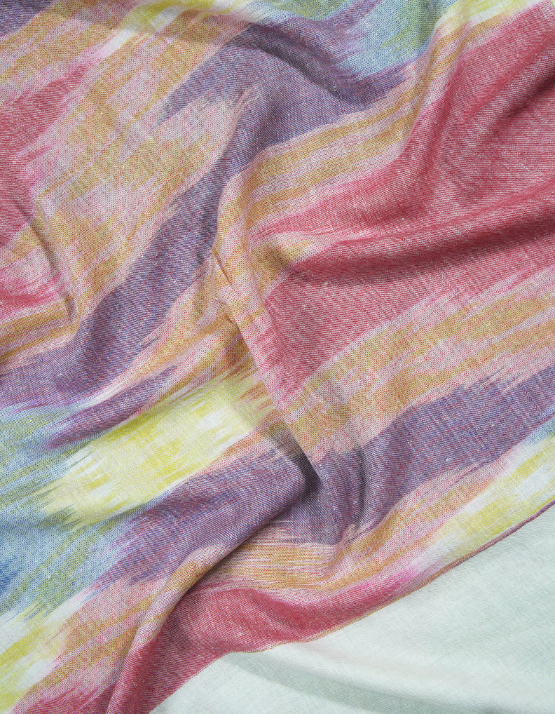 pure white multi-colored ekat design pashmina stole 9105