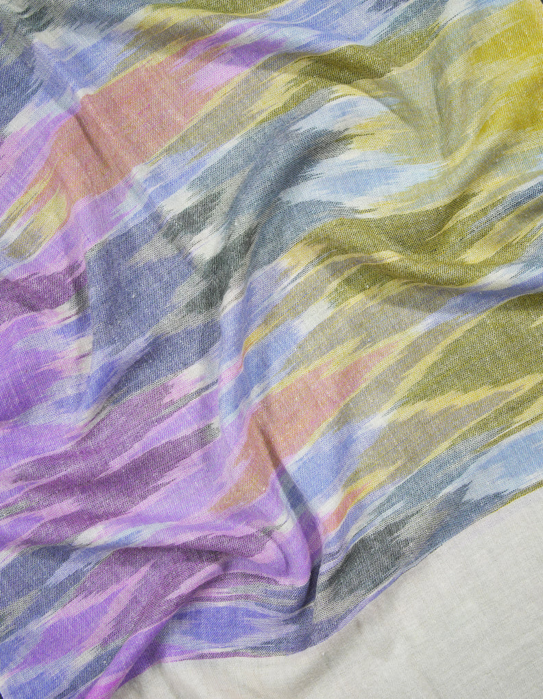 off-white multi-colored ekat design pashmina stole 9107