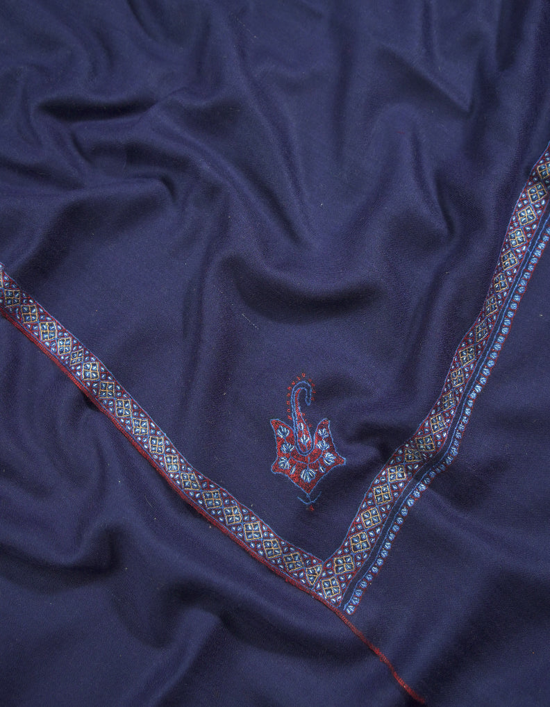 denim blue embroidery pashmina shawl 9109