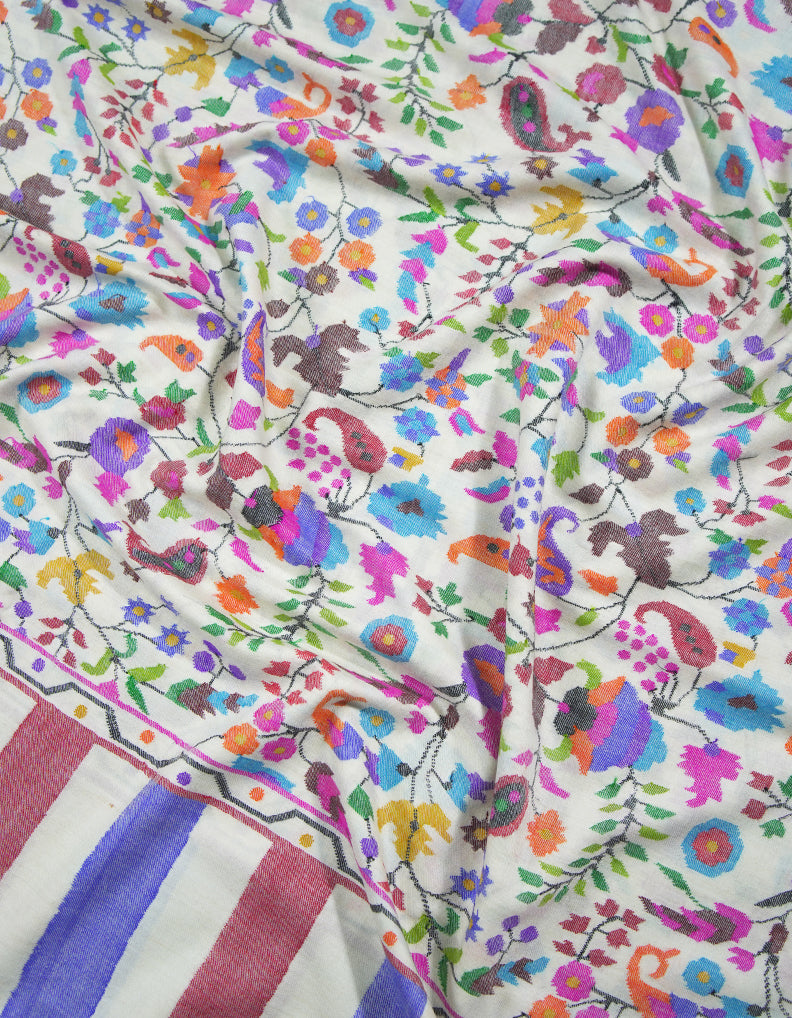 pure white kani jamma pashmina shawl 9129