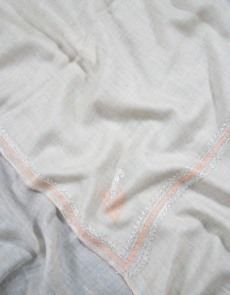 off-white tilla embroidery pashmina stole 9136