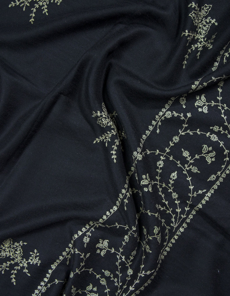 smokey black butis embroidery pashmina stole 9202