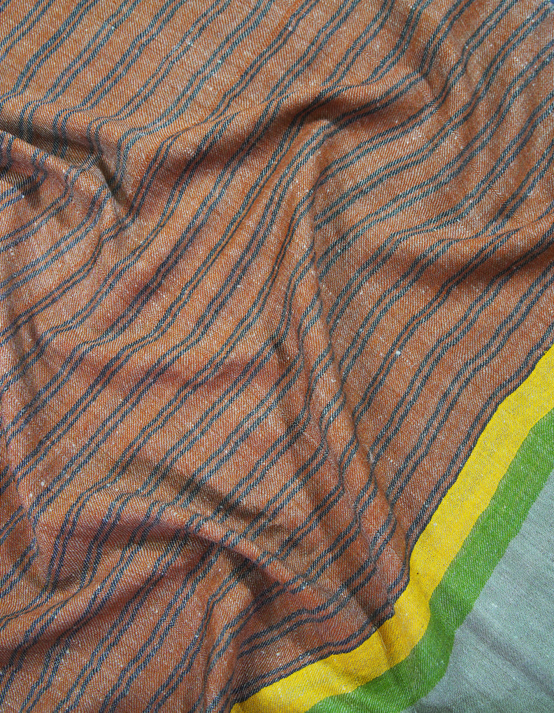 scarlet red and natural striped pashmina stole 9208