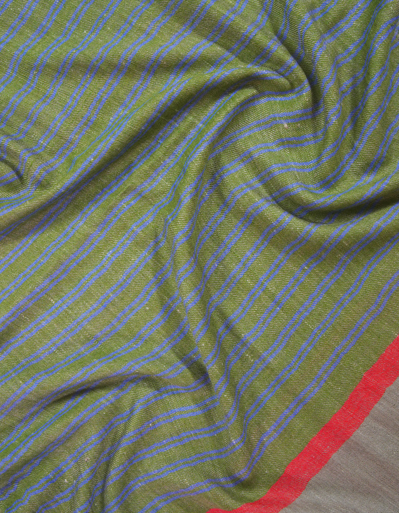 fern green and blue striped pashmina stole 9210