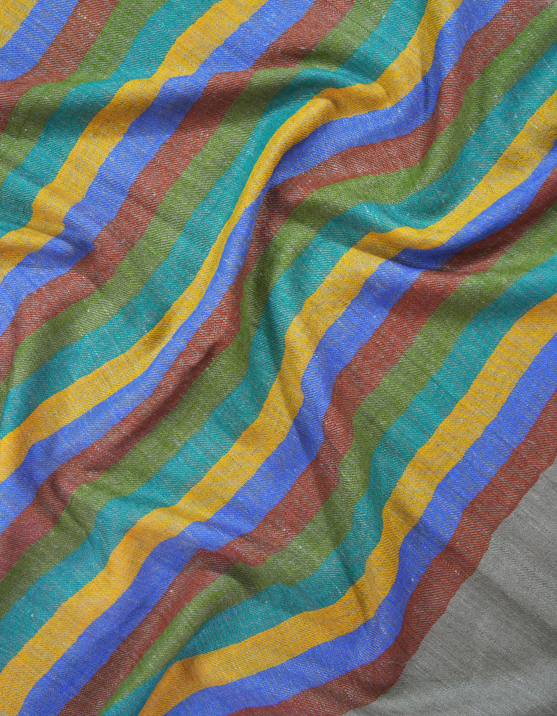 multi-coloured striped pashmina stole 9214