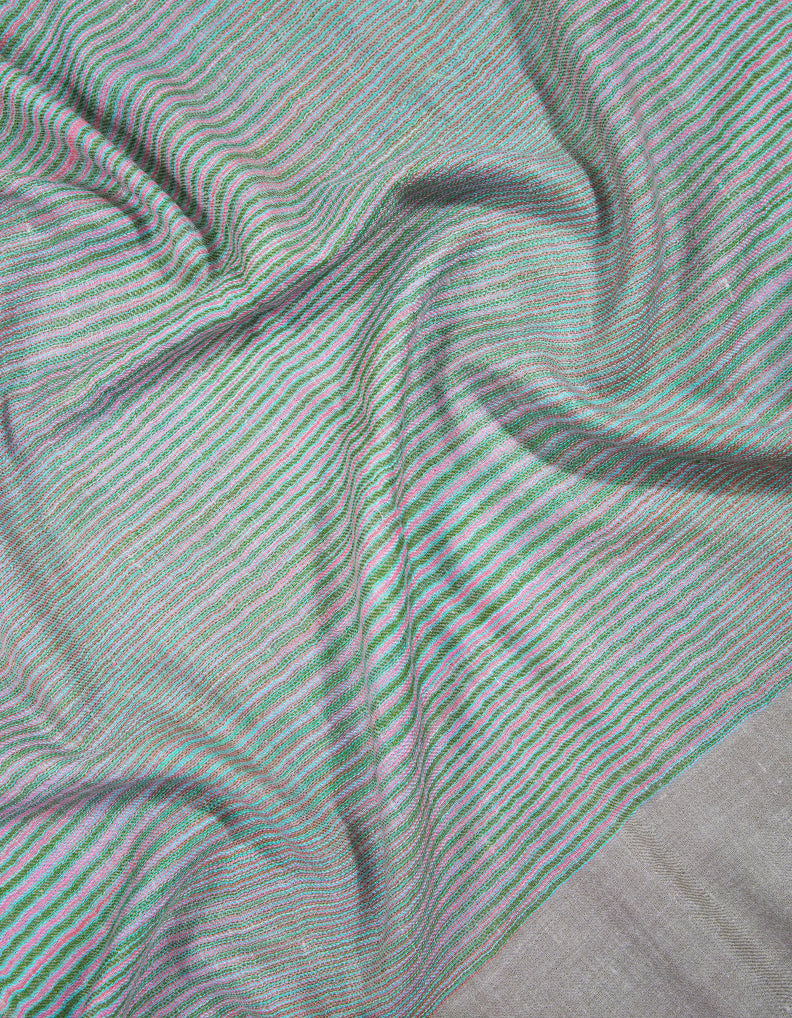natural base multi-coloured striped pashmina stole 9222