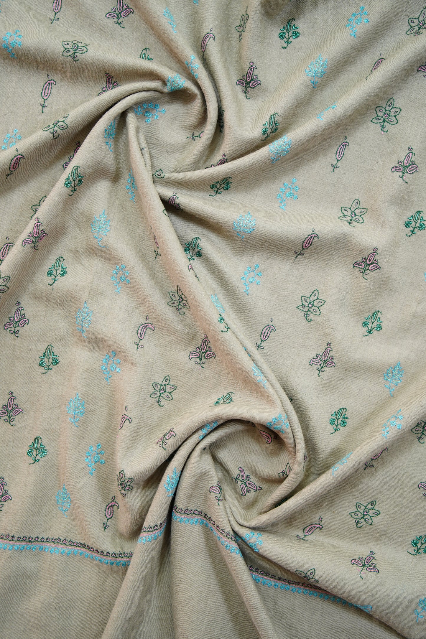pastel grey butis embroidery GI pashmina shawl 9251