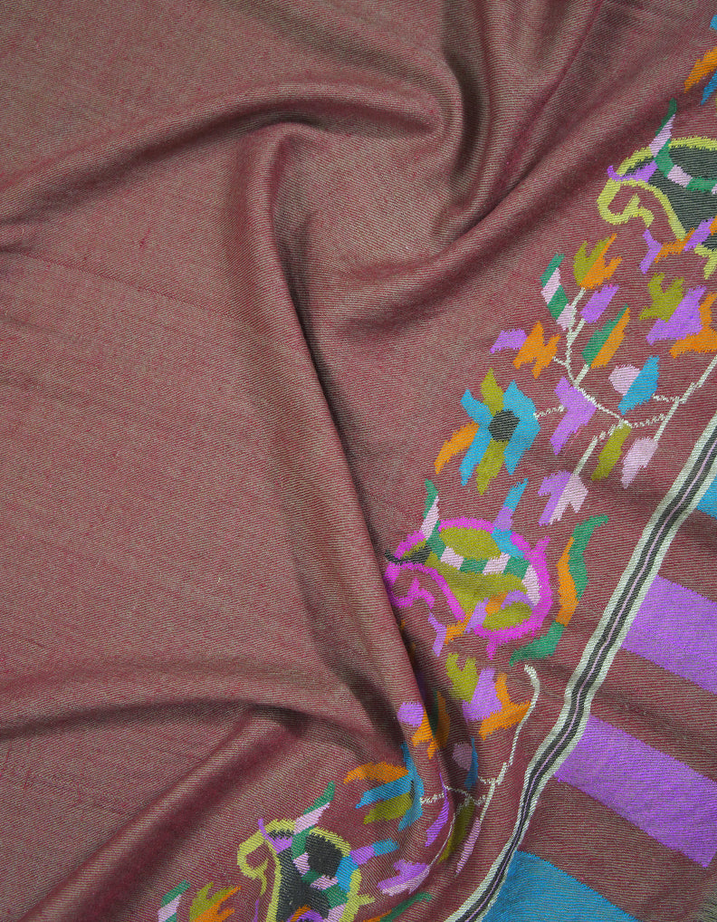 indian red kani palla pashmina stole 9256