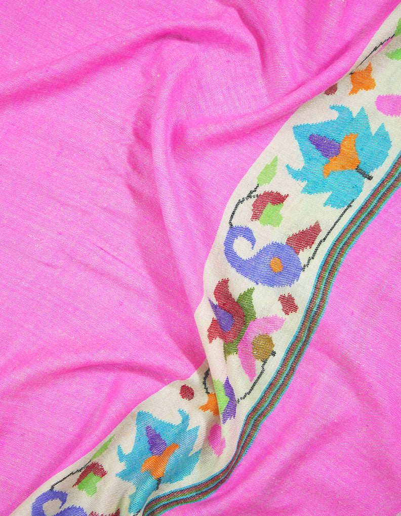 creamy pink kani palla pashmina stole 9258