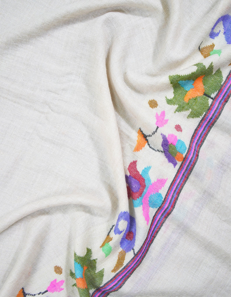 white kani palla pashmina stole 9261