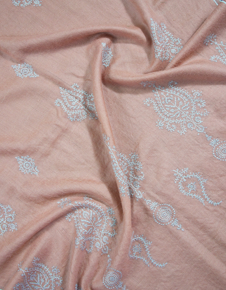 warm flamingo butis embroidery pashmina stole 9280