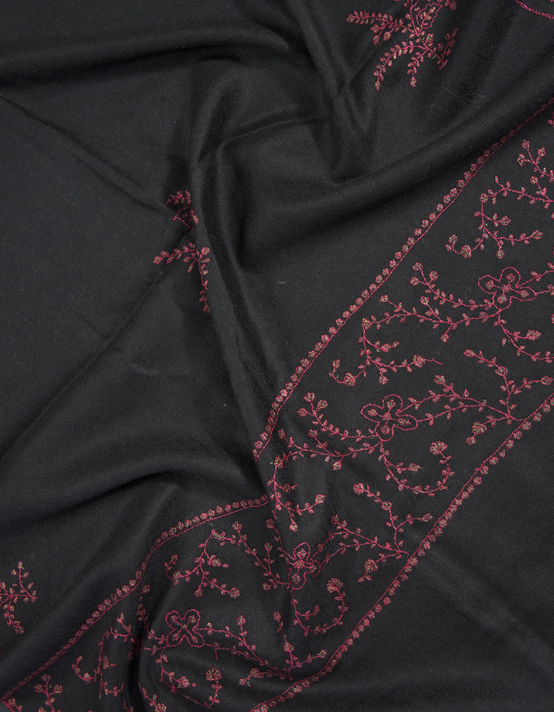 black butis embroidery pashmina stole 9281