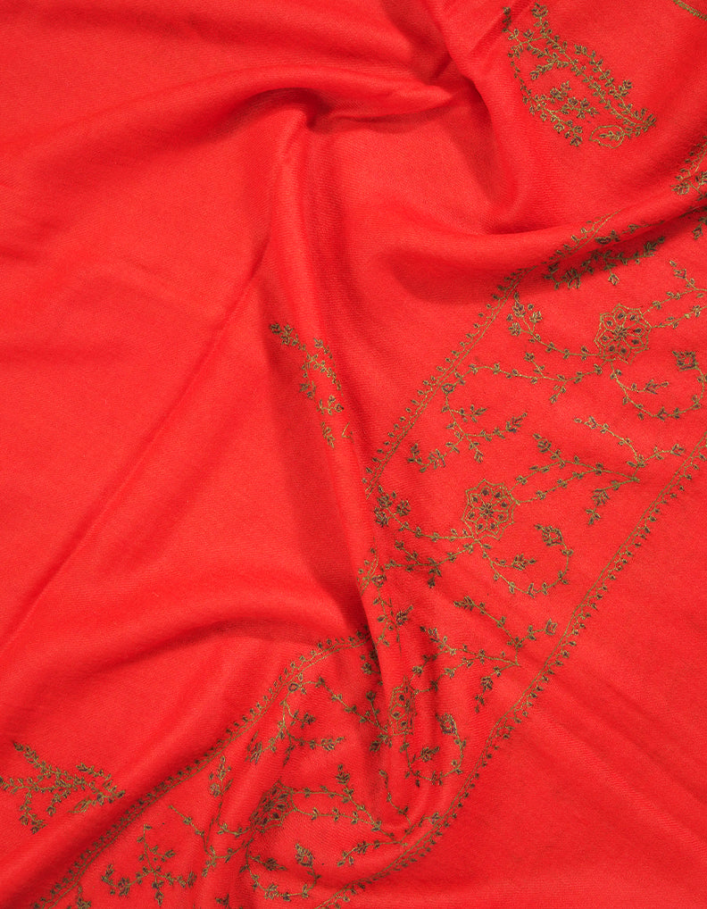 imperial red butis embroidery pashmina stole 9282