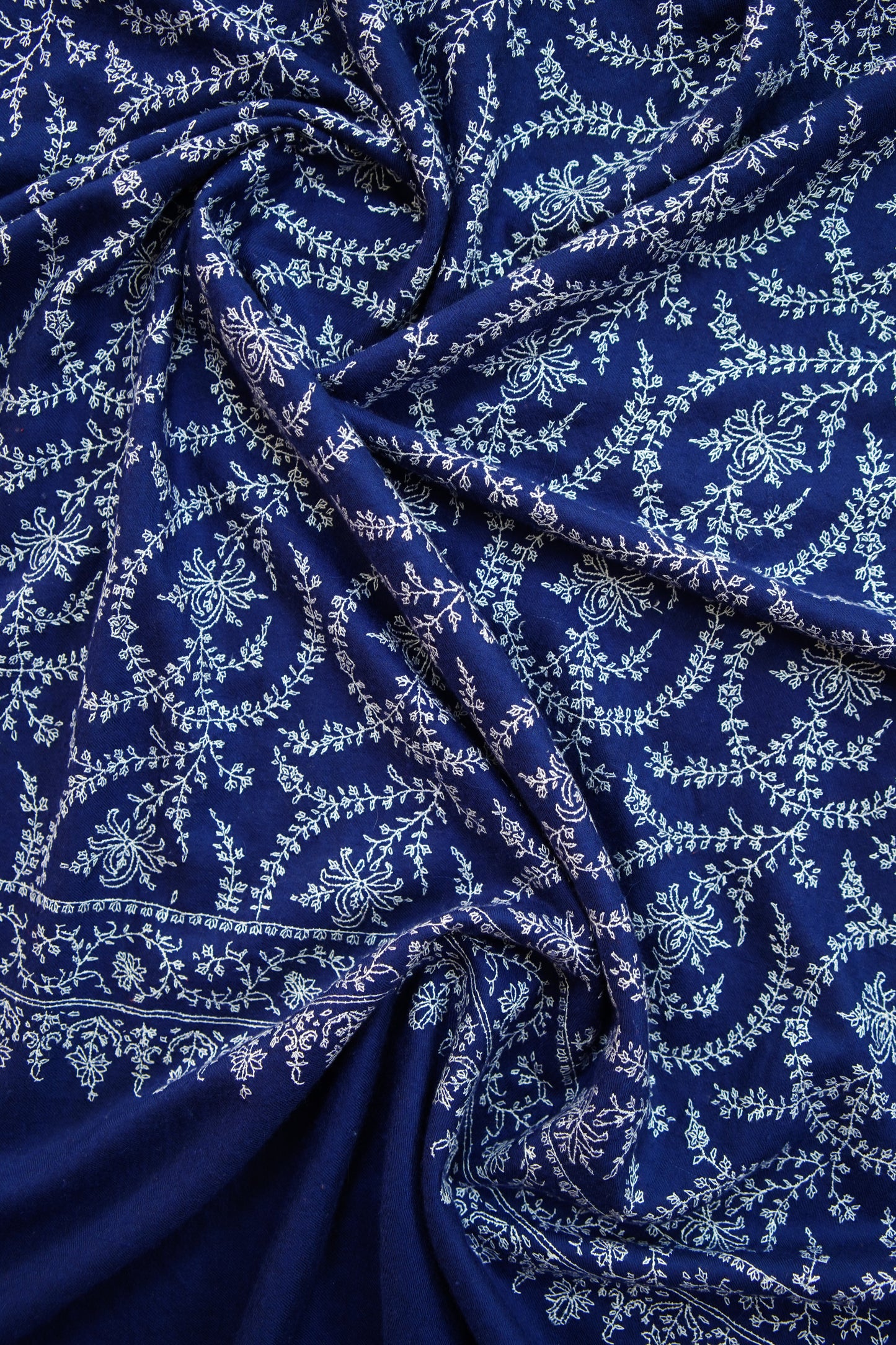 denim blue jaali embroidery Gi pashmina shawl 9346