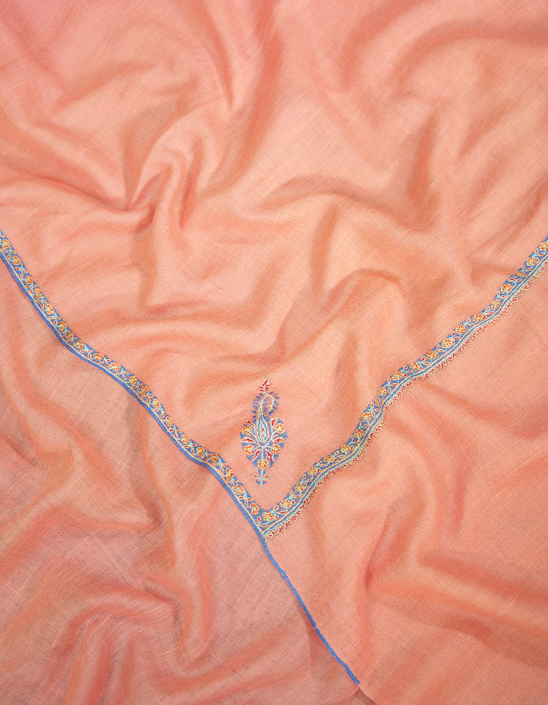 salmon GI embroidery pashmina shawl 9360