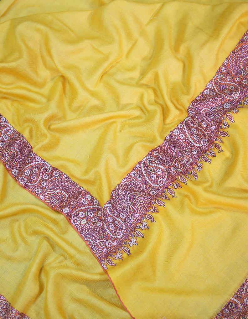 light amber GI embroidery pashmina shawl 9368