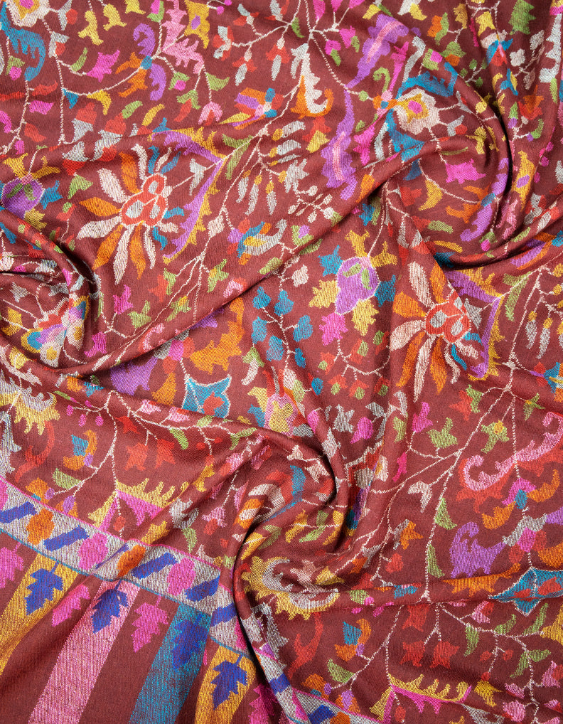 dark maroon kani jamma shawl 9380