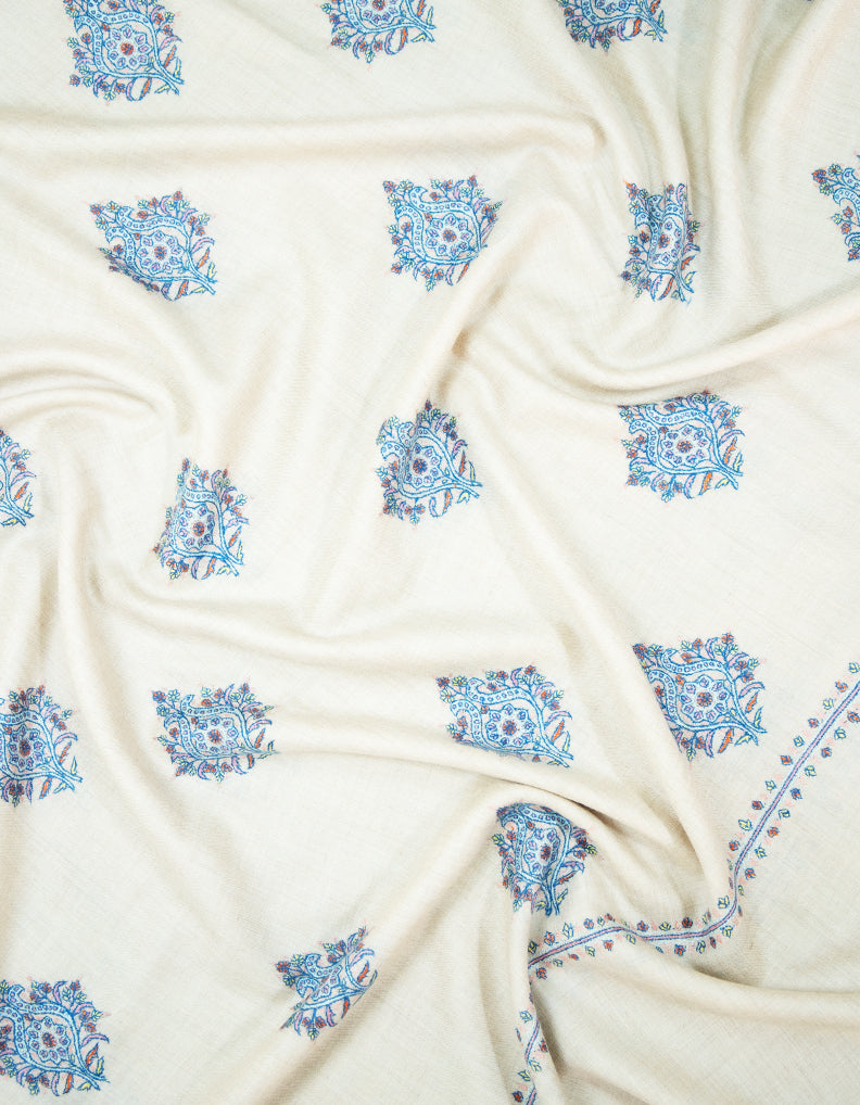 ice white butis embroidery pashmina shawl 9388