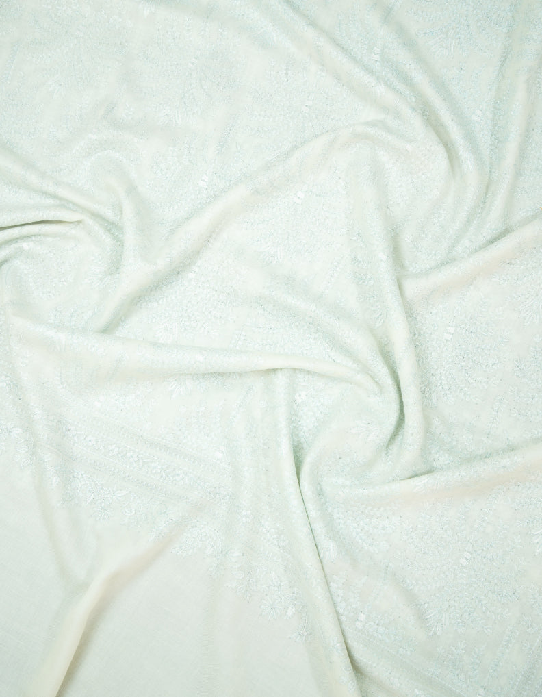 pearl white GI jamma embroidery pashmina shawl 9389