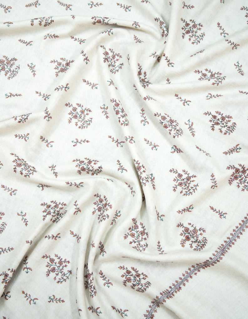 ivory white butis embroidery pashmina shawl 9396