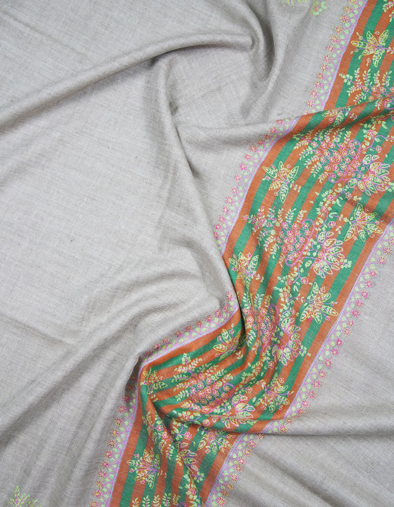 light natural GI embroidery pashmina shawl 9424