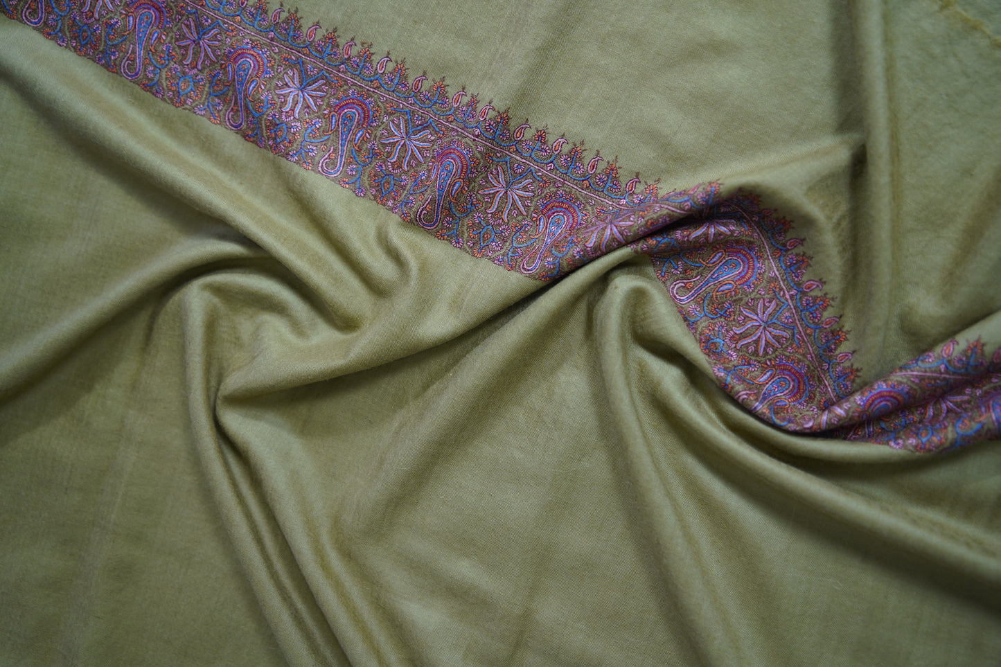 flaxen GI embroidery pashmina shawl 9472
