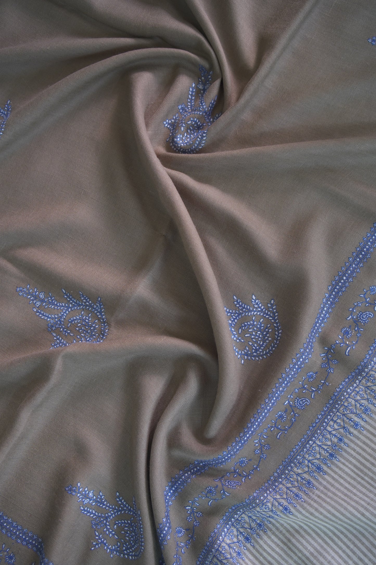 dark natural GI embroidery pashmina shawl 9483