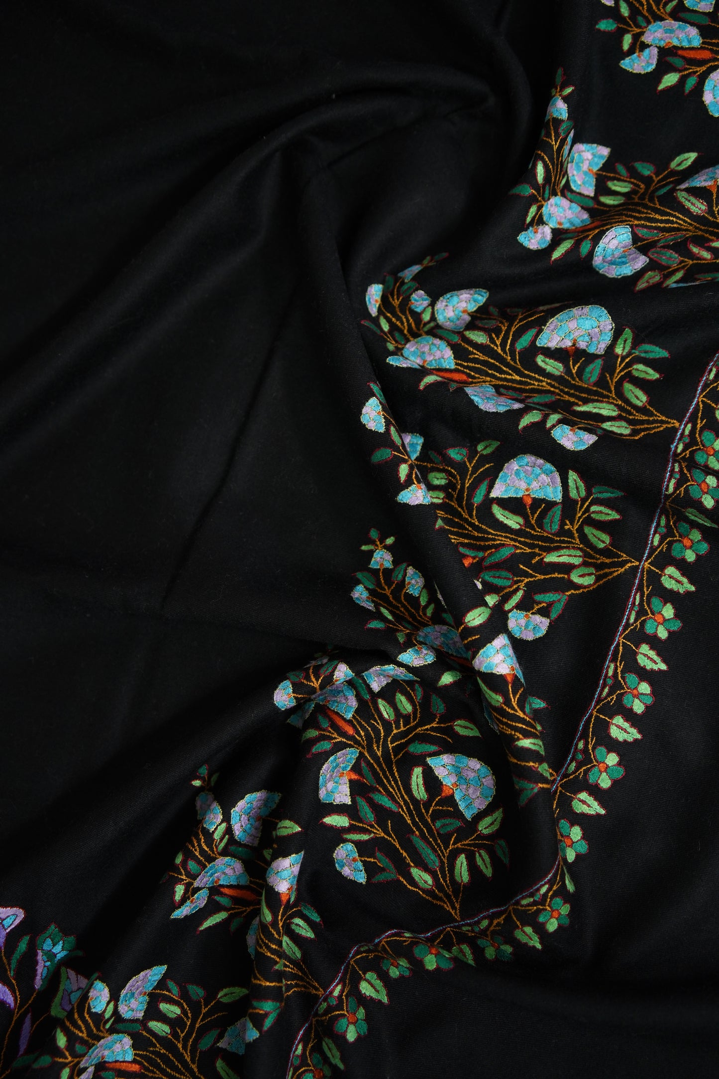 black GI embroidery pashmina shawl 9491