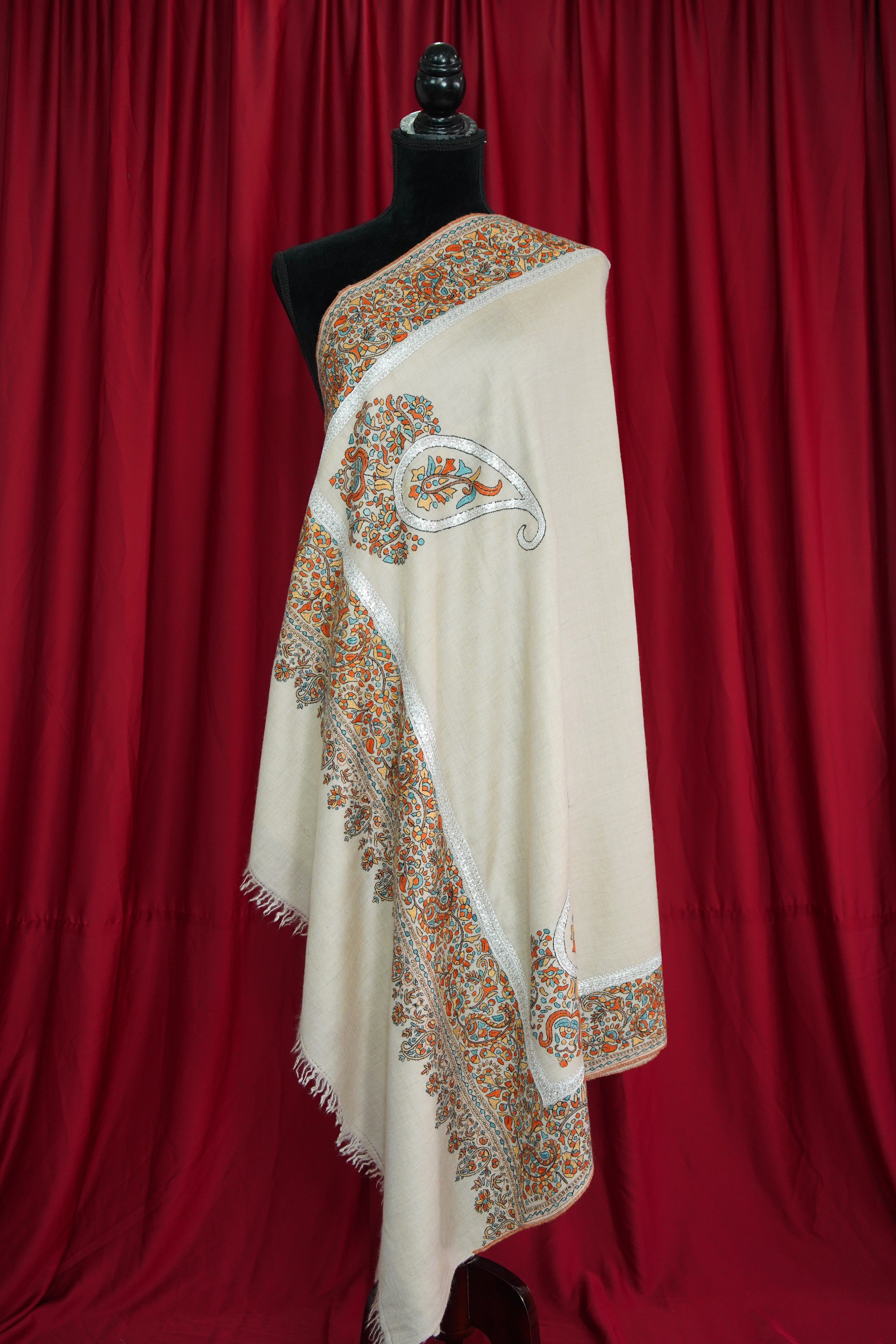 off-white GI tilla embroidery pashmina shawl 9500 – Phamb