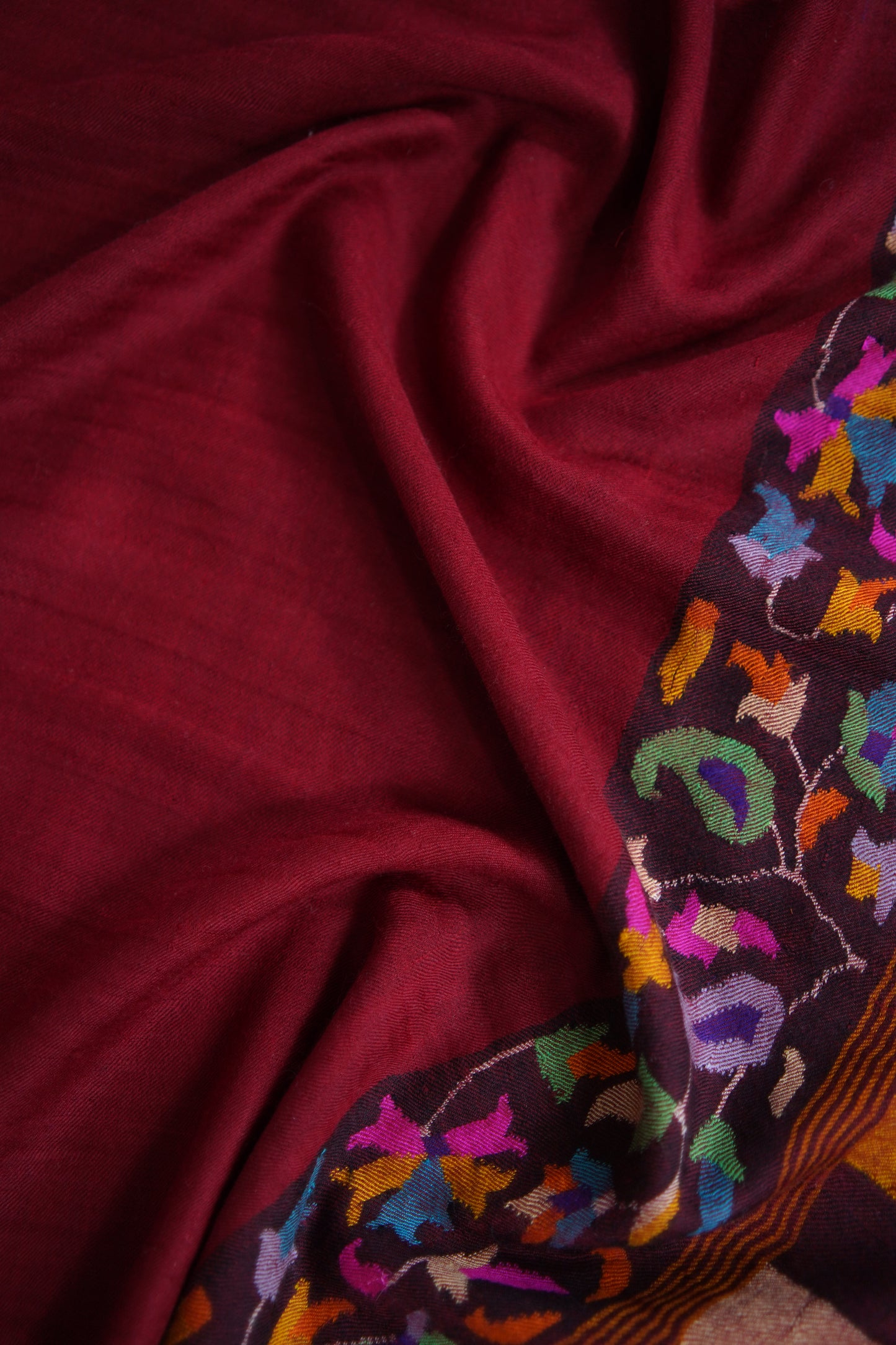 Maroon GI kani paldaar pashmina stole 9510